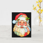 Cute Patchwork Santa Claus Christmas Xmas Men Wome Karte (Gelbe Blume)