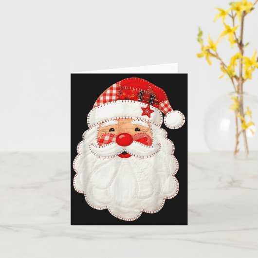 Cute Patchwork Santa Claus Christmas Xmas Men Wome Karte (Gelbe Blume)