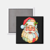 Cute Patchwork Santa Claus Christmas Xmas Men Wome Magnet (Vorderseite/Rückseite)