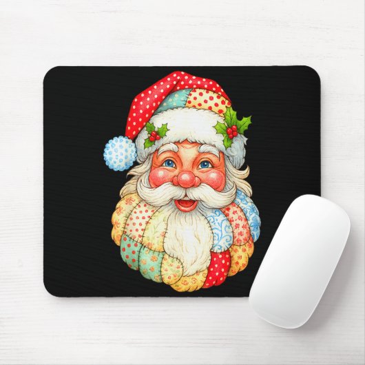 Cute Patchwork Santa Claus Christmas Xmas Men Wome Mousepad (Mit Mouse)