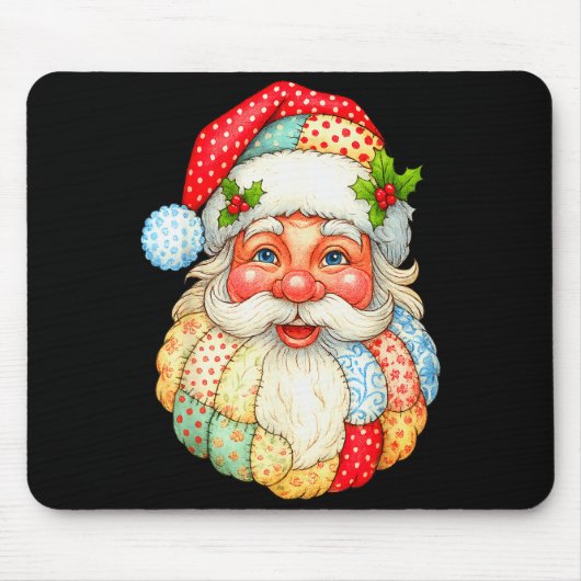 Cute Patchwork Santa Claus Christmas Xmas Men Wome Mousepad (Vorne)