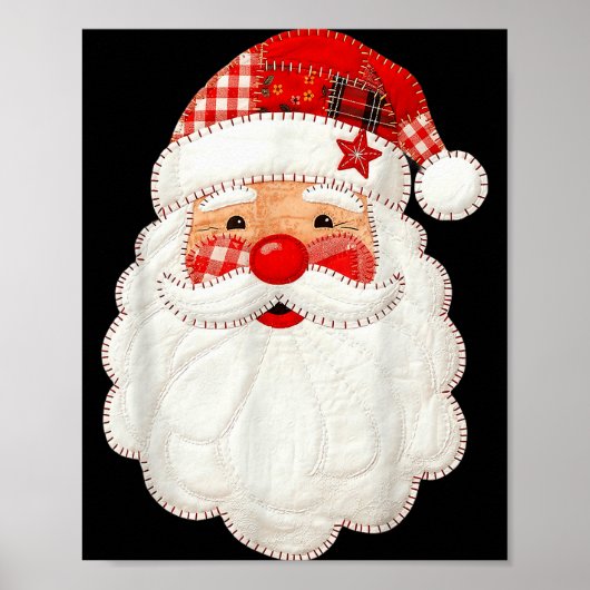 Cute Patchwork Santa Claus Christmas Xmas Men Wome Poster (Vorne)