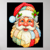 Cute Patchwork Santa Claus Christmas Xmas Men Wome Poster (Vorne)