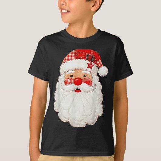 Cute Patchwork Santa Claus Christmas Xmas Men Wome T-Shirt (Vorderseite)
