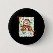 Cute Patchwork Snowman Bow Christmas Xmas Men Wome Button (Vorderseite)
