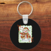 Cute Patchwork Snowman Bow Christmas Xmas Men Wome Schlüsselanhänger (Vorderseite)