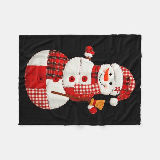 Cute Patchwork Snowman Christmas Xmas Men Women Ki Fleecedecke (Vorderseite (Horizontal))
