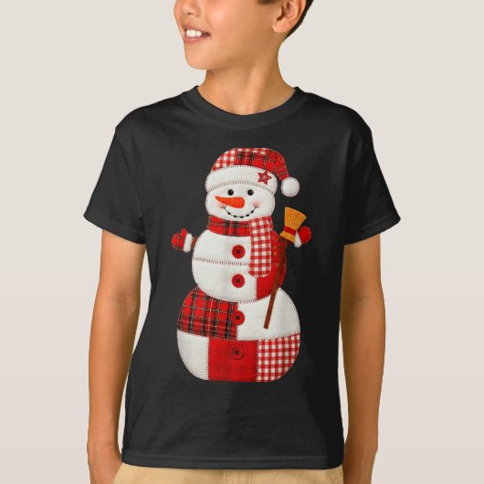 Cute Patchwork Snowman Christmas Xmas Men Women Ki T-Shirt (Vorderseite)
