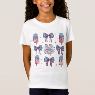 Cute Patriotic Coquette Bows Ice Creme 4. Juli T-Shirt