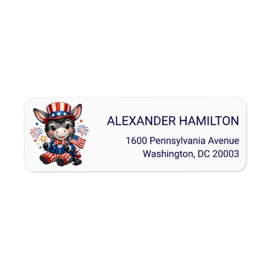 Cute Patriotic Donkey Return Address (Vorne)
