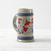 Cute pattern of birds and flowers bierglas (Vorderseite Links)