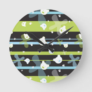 Cute pattern with little bears runde wanduhr