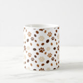 Cute Paw Print and Coffee Bean Pattern Mug Kaffeetasse (Mittel)
