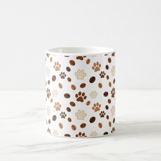 Cute Paw Print and Coffee Bean Pattern Mug Kaffeetasse (Mittel)