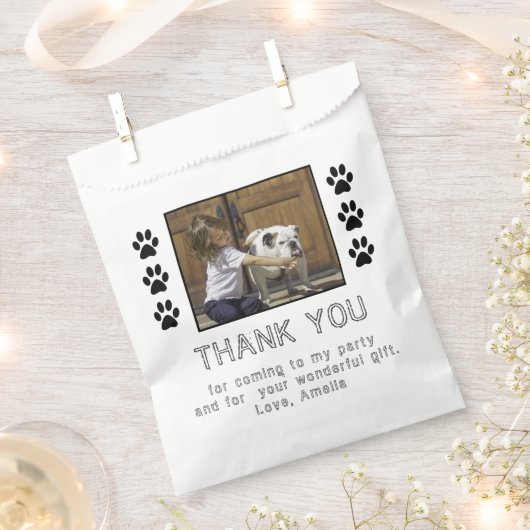 Cute Paw Print Kid's Name Foto Geburtstag Geschenktütchen (Ausgeschnitten)