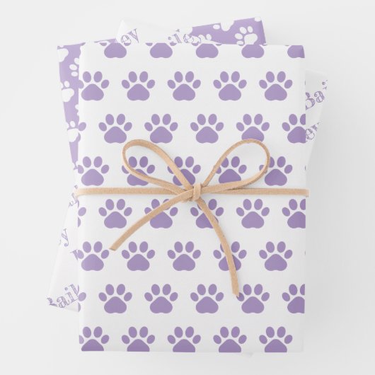 Cute Paw Prints Custom Name Wrapping Paper Sheets Geschenkpapier Set (Beispiel)