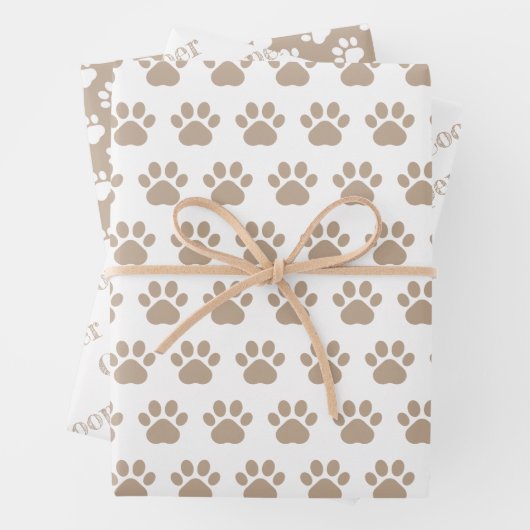 Cute Paw Prints Custom Name Wrapping Paper Sheets Geschenkpapier Set (Beispiel)