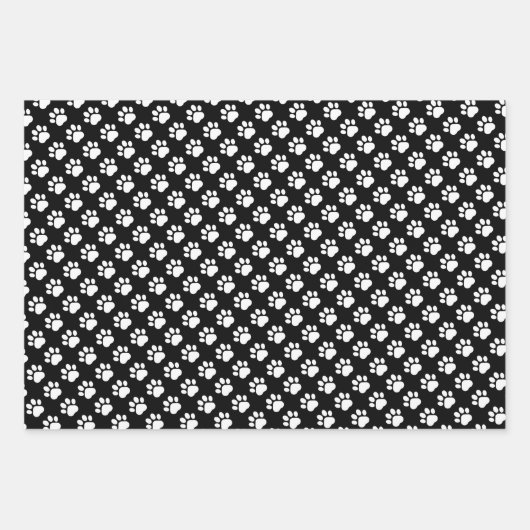 Cute Paw Prints Dog Bones Custom Name Geschenkpapier Set (Vorderseite 3)