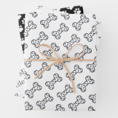Cute Paw Prints Dog Bones Custom Name Geschenkpapier Set (Beispiel)