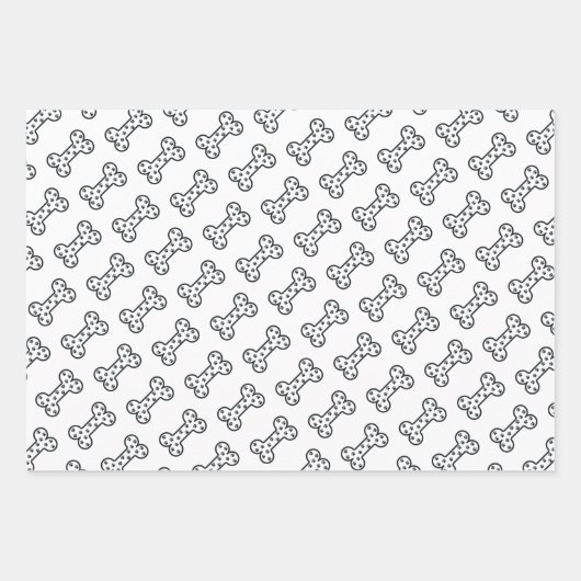 Cute Paw Prints Dog Bones Custom Name Geschenkpapier Set (Vorderseite)
