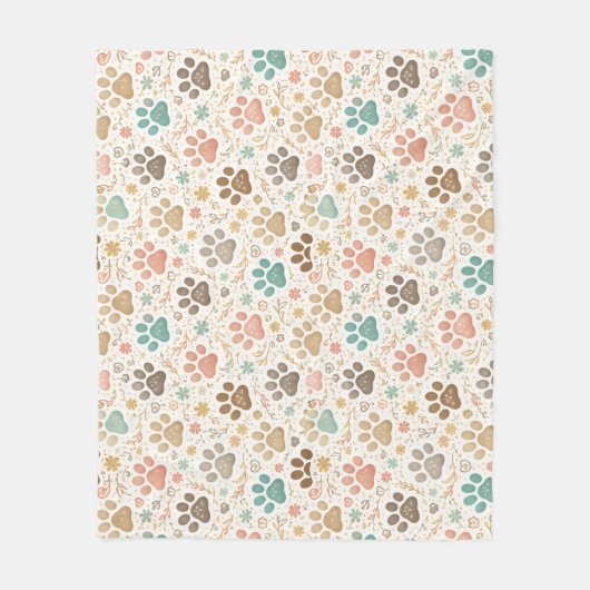 Cute Paw Prints Fleecedecke (Vorderseite)