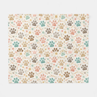 Cute Paw Prints Fleecedecke