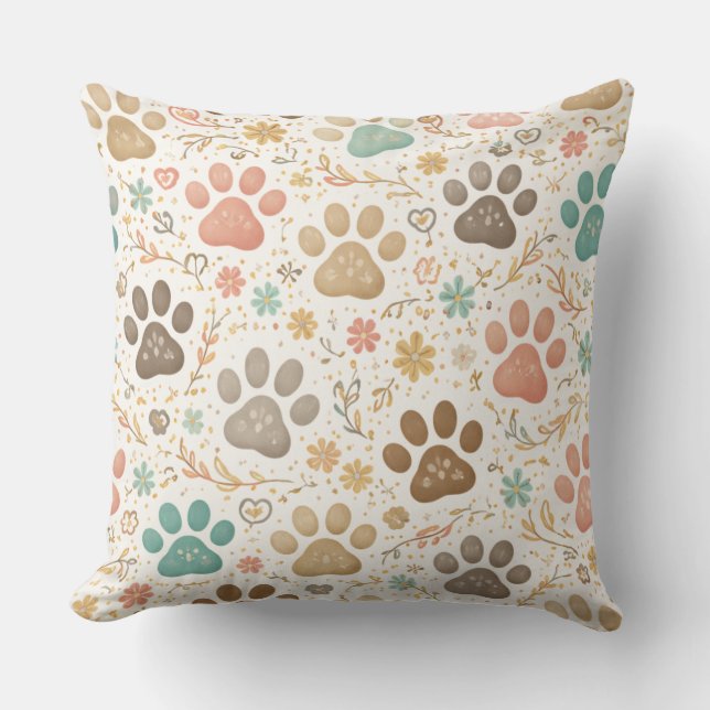 Cute Paw Prints Kissen (Vorderseite)