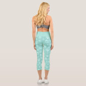 Cute Paws Pattern Mint Capri Leggings (Rückseite)