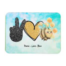 Cute Peace Love Bees  Magnet