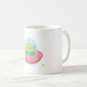 Cute Peace Loving Alien In Little Spaceship Kaffeetasse (VorderseiteRechts)