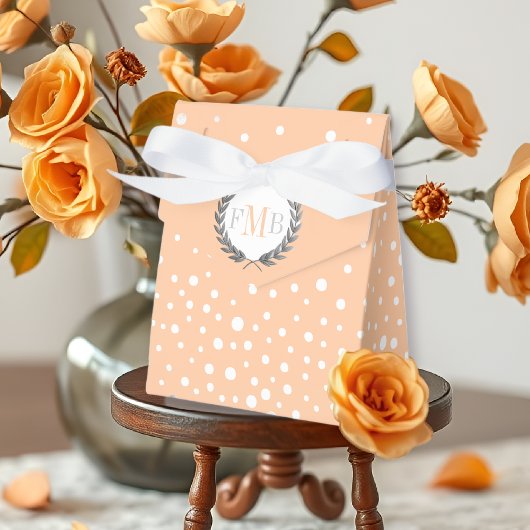 Cute peach and white polka dot pattern wedding fav geschenkschachtel