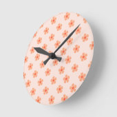 Cute Peach Flower Pattern Minimal Floral Aesthetic Runde Wanduhr (Winkel)