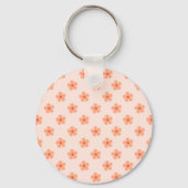 Cute Peach Flower Pattern Minimal Floral Aesthetic Schlüsselanhänger (Rückseite)