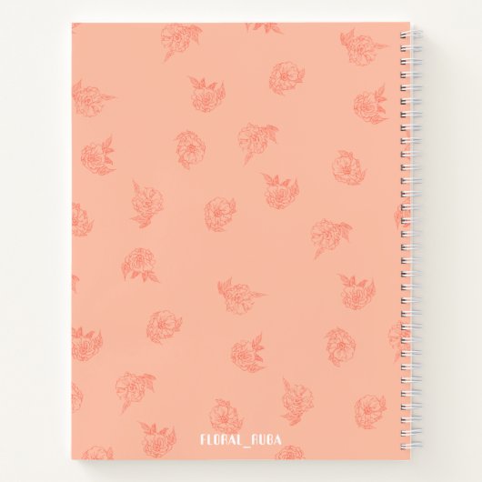 Cute Peachy Notebook with initials Notizblock (Rückseite)