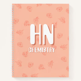 Cute Peachy Notebook with initials  Notizblock