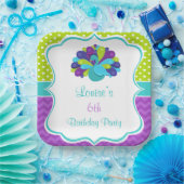 Cute Peacock Green and Purple Pappteller (Party)