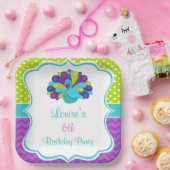 Cute Peacock Green and Purple Pappteller (Party)