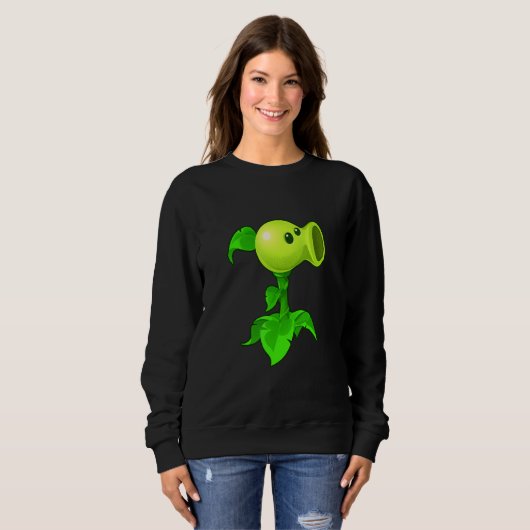 Cute Peashooter Nostalgia Plants And Zombies Leaf  Sweatshirt (Vorne ganz)