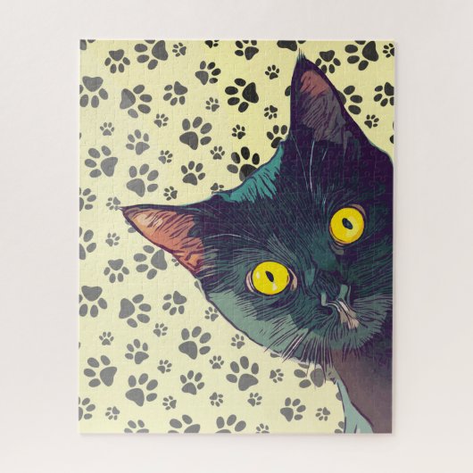 Cute Peeking Cat Design Puzzle (Vertikal)