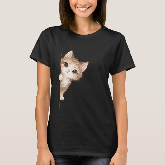 Cute Peeking Cat Graphic Shirt (Vorderseite)