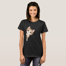 Cute Peeking Cat Graphic Shirt