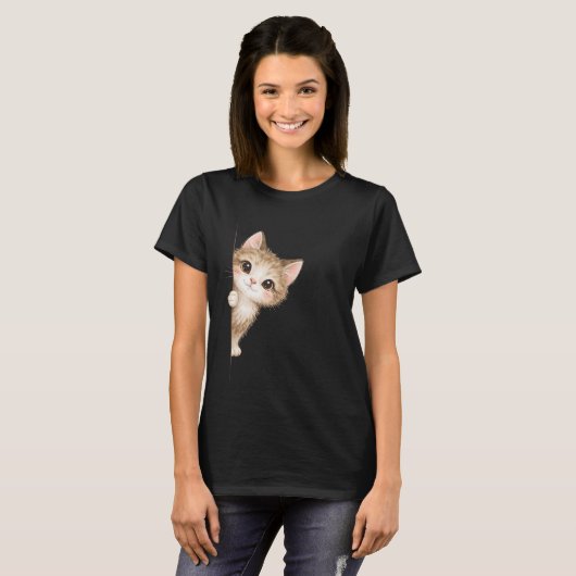 Cute Peeking Cat Graphic Shirt (Vorne ganz)