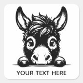 Cute Peeking Donkey Sticker with Custom Text (Vorderseite)