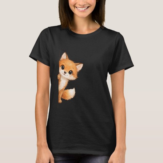 Cute Peeking Fox Graphic Shirt (Vorderseite)