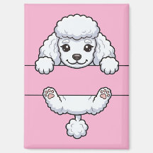 Cute Peeking White Poodle Split Monogram Frame