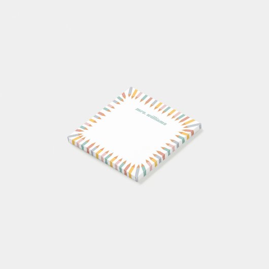 Cute Pencil Border Custom Name Teacher Gift Post-it Klebezettel (angewinkelt)