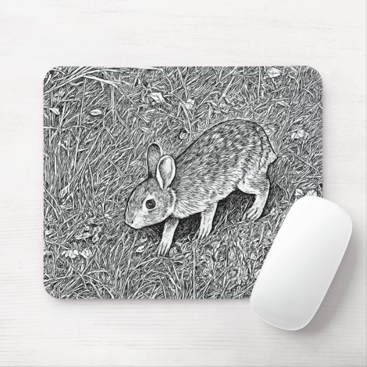 Cute pencil sketch bunny  mousepad (Mit Mouse)