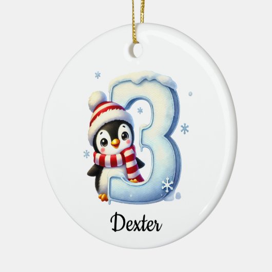 Cute Penguin 3rd Christmas Ornament  (Links)
