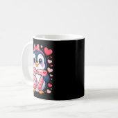 Cute Penguin 67 Six Seven Valentine Hearts 6 7 Mem Kaffeetasse (Vorderseite Links)