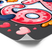 Cute Penguin 67 Six Seven Valentine Hearts 6 7 Mem Poster (Ecke)